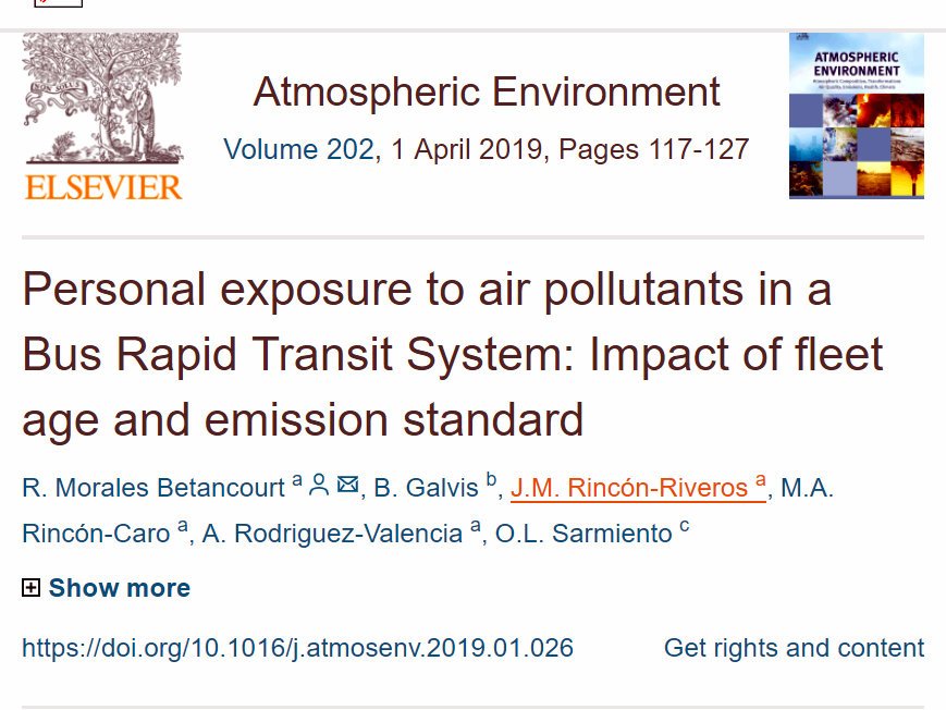 Paper “Personal exposure to air pollutants in a BRT” sobre la pésima #CalidadDelAire en TransMilenio