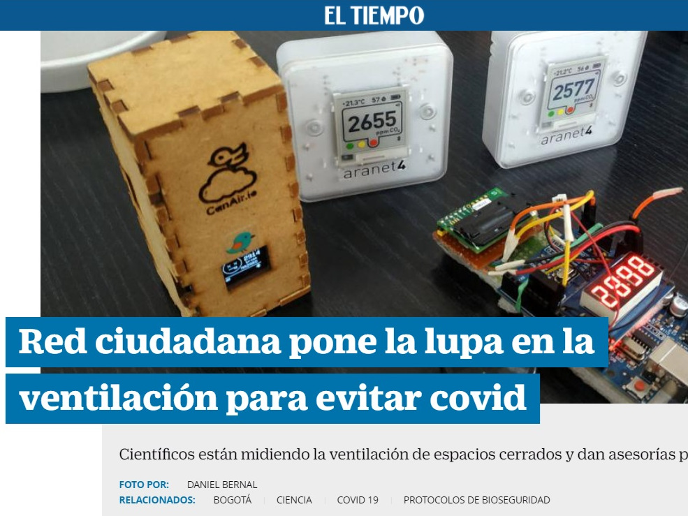 Artículo el Tiempo: Red ciudadana pone la lupa en la ventilación para evitar covid