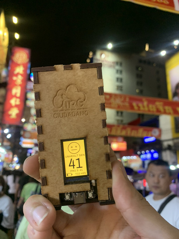 Medición en Bangkok con medidor portátil AireCiudadano