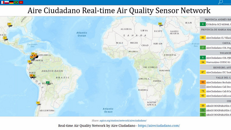 La red AireCiudadano fue aceptada e incorporada a la red AQICN, el mapa más completo del mundo.